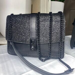 ALDO Black Glitter Chain Bag